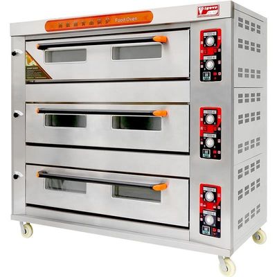 Restoran Pişirme Paslanmaz çelik elektrikli fırın Pizza ekmek pişirme Ticari 3 güvertesi